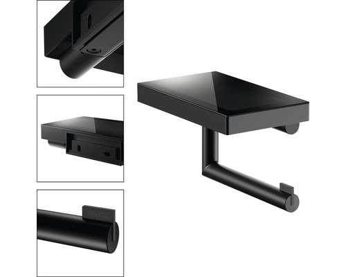 Porte-papier toilette noir avec tablette