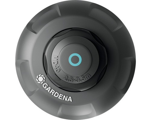 Logo Gardena et régulateur pour arroseur de jardin