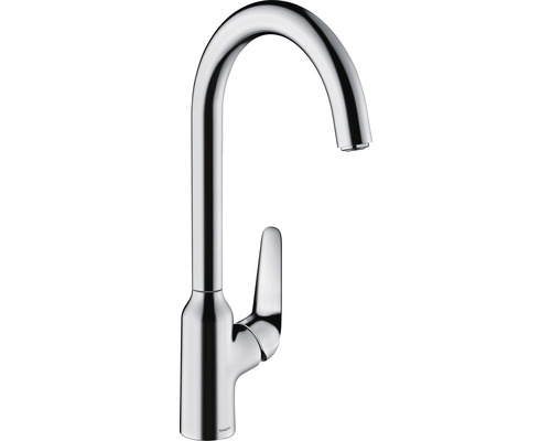 Küchenarmatur mit Einhebelmischer hansgrohe Focus M42 chrom glänzend 71802000 Küchenarmatur mit hohem Auslauf