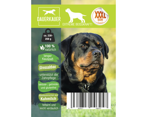 Emballage pour os à mâcher pour chien en lait de vache taille XXXL pour un plaisir de mastication extra long