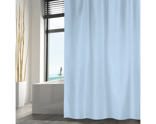 Rideau de douche MSV - en textile polyester (pes) textile 120 x 200 cm lightblue Salle de bains avec baignoire, fenêtre et rideau de douche bleu clair