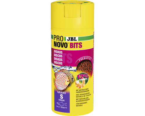 Granulatfutter JBL PRONOVO BITS GRANO S 250 ml CL JBL Pro Novo Bits Diskusfutter im gelben Behälter