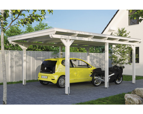 Carport individuel SKAN HOLZ Emsland avec film EPDM, ancre de poteau 404 x 604 cm blanc Carport individuel SKAN HOLZ Emsland avec film EPDM, ancre de poteau 404 x 604 cm blanc