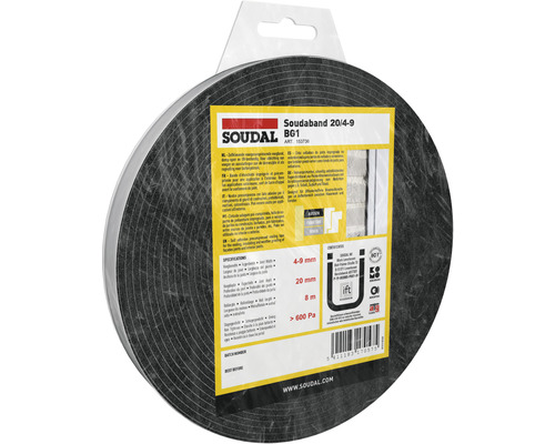 Bande précomprimée autocollante Soudal Soudaband Pro BG1 20/4-9 mm rouleau = 8 m