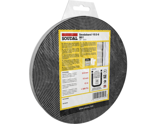 Bande précomprimée autocollante Soudal Soudaband Pro BG1 12 m 15/2-6 mm