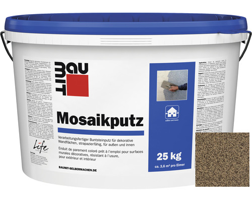 Baumit Mosaikputz M318 Rax gebrauchsfertiger Dünnschichtdeckputz 2 mm dunkelbraun-beige-olive 25 kg