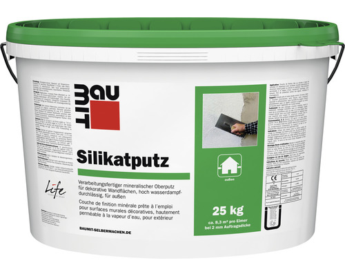 Enduit décoratif pâteux au silicate Baumit structure grattée 1,5 mm blanc 25 kg