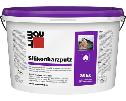 Baumit Silikonharz Fassadenputz mit Kratzputzstruktur 1,5 mm weiss 25 kg