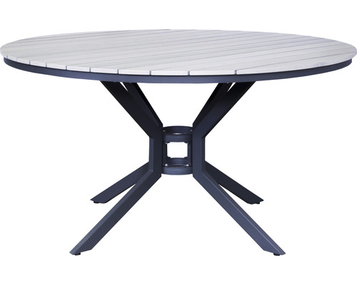 Table de jardin SenS-Line garden furniture 140 x 140 x 74 cm aluminium gris Table de jardin ronde avec plateau à lattes et piètement en métal
