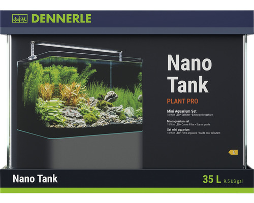 Aquarium DENNERLE Nano Tank Plant Pro 35 L, éclairage LED Chihiros A II 401 avec filtre intérieur, vitres de couverture, support de sécurité, brochure pour débutant