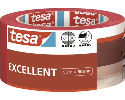 Malerband tesa® Excellent, Breite 50 mm, 50 m rot