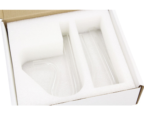 Verpackung mit Glasrohren und Schaumstoffeinlage