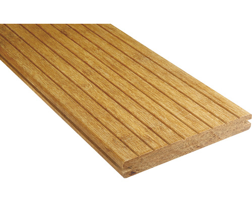 Lame de terrasse Konsta bois bambou profilé plein strié/lisse 18x139x1860 mm marron clair