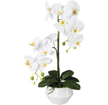 Künstliche Orchidee in weissem Topf