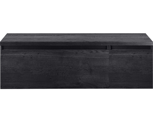 Meuble sous-vasque Sanox Frozen lxhxp 140 (100/40) x 43 cm x 45 cm couleur de façade black oak avec plan de toilette