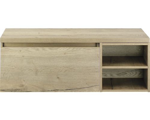 Waschtischunterschrank Sanox Frozen BxHxT 120 x 43 cm x 45 cm Frontfarbe eiche natur mit Waschtischplatte und Regal Waschtischunterschrank Sanox Frozen BxHxT 120 x 43 cm x 45 cm Frontfarbe eiche natur mit Waschtischplatte und Regal