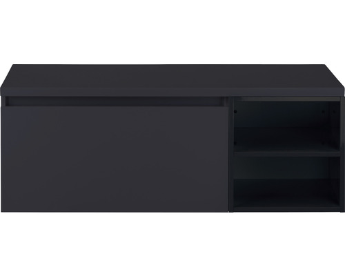 Waschtischunterschrank Sanox Frozen BxHxT 120 x 43 cm x 45 cm Frontfarbe schwarz matt mit Waschtischplatte und Regal Waschtischunterschrank Sanox Frozen BxHxT 120 x 43 cm x 45 cm Frontfarbe schwarz matt mit Waschtischplatte und Regal