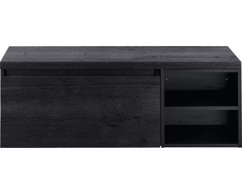 Waschtischunterschrank Sanox Frozen BxHxT 120 x 43 cm x 45 cm Frontfarbe black oak mit Waschtischplatte und Regal Waschtischunterschrank Sanox Frozen BxHxT 120 x 43 cm x 45 cm Frontfarbe black oak mit Waschtischplatte und Regal
