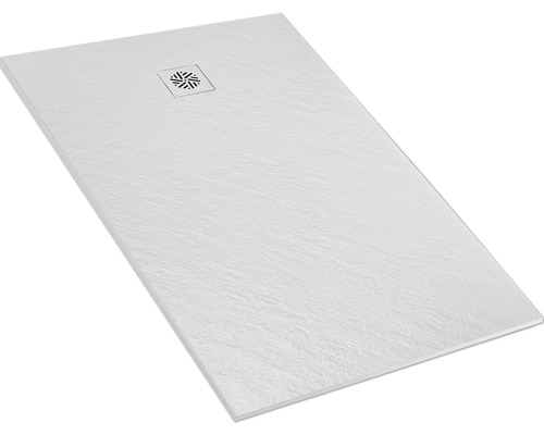 Rechteckige Duschwanne aus Stein mit Ablaufgarnitur