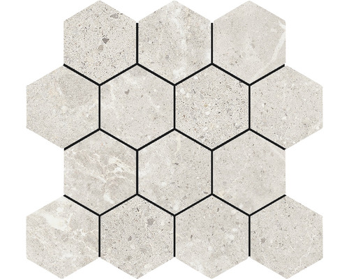 Feinsteinzeugmosaik Hexa Dolomiti bone 29x27 cm Sechseckiges Mosaik aus Stein
