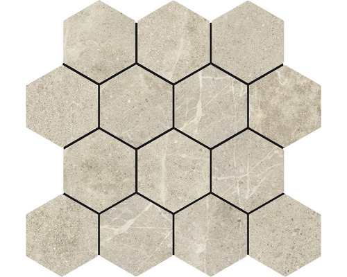 Feinsteinzeugmosaik Hexa Dolomiti nut 29x27 cm Sechseckige Mosaikfliesen aus Steinzeug