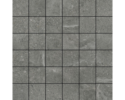 Feinsteinzeugmosaik Dolomiti anthracite 30x30 cm Fliesenmuster mit quadratischen, grauen Steinfliesen