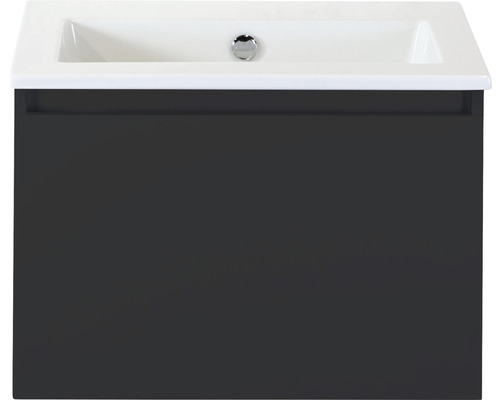Badmöbel-Set Sanox Frozen BxHxT 61 x 42 x 46 cm Frontfarbe schwarz matt 2-teilig mit Waschtisch Keramik ohne Hahnloch
