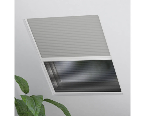 Moustiquaire Soluna pour fenêtre de toit store plissé gris 80x120 cm Store plissé à la fenêtre avec plante