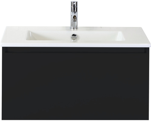 Lavabo avec meuble bas Sanox FROZEN lxhxp 81x42x46 cm couleur de façade noir mat 75734532