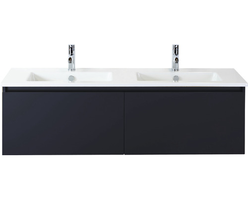 Lavabo avec meuble bas Sanox FROZEN lxhxp 141x42x46 cm couleur de façade noir mat 75735132