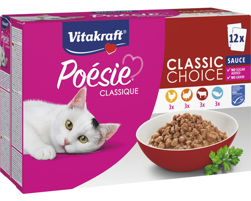 Nourriture pour chats Vitakraft Poesie Classic Choice 12 pces Vitakraft Poésie Classic Choice nourriture pour chat, pack de 12