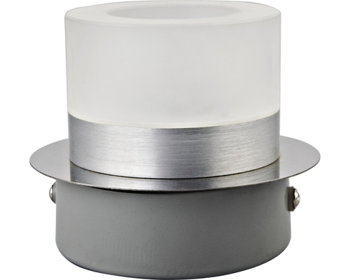 Wandleuchte mit Milchglasschirm und Metallelementen