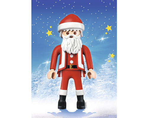 Figurine Playmobil Père Noël sur fond hivernal