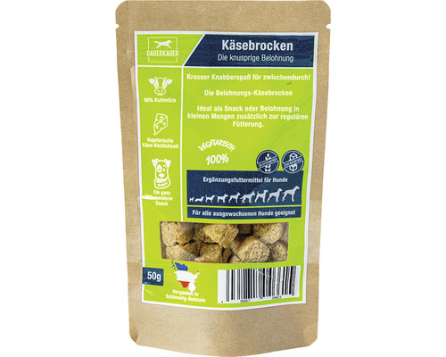 En-cas pour chiens DAUERKAUER fromage râpé à base de lait 50 g Emballage de bouchées au fromage pour chiens, fabriqué en Schleswig-Holstein