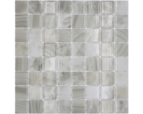 Mosaïque de verre VP56381PUR carré ECO SEA SALT38 PUR 31,6x31,6cm Mosaïque avec des pierres carrées