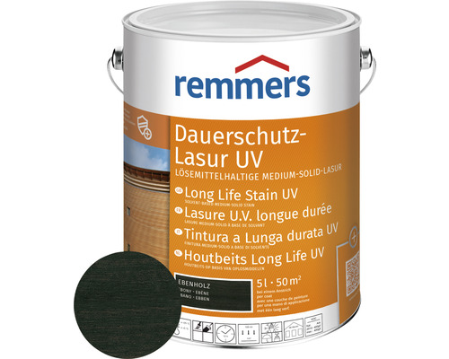 Lasure de protection anti-UV longue durée Remmers bois d'ébène 5 l