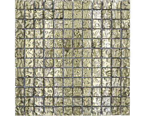 Mosaïque de verre XCM 8GO3 carré Crystal Gold wavy 29,8x29,8cm