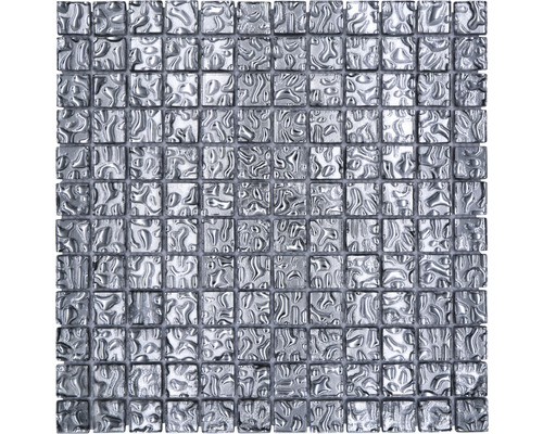 Mosaïque de verre XCM 8SB4 carré Crystal Silver wavy 29,8x29,8cm Carreau de mosaïque carré avec surface irrégulière