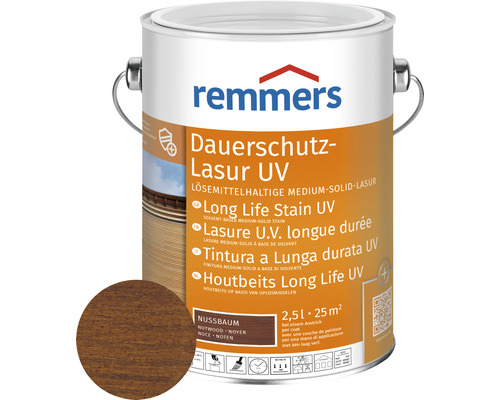 Lasure de protection anti-UV longue durée Remmers noyer 2.5 l Remmers Dauerschutz Lasur UV noyer, boîte de 2,5 litres