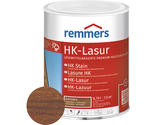 Lasure HK Remmers châtaignier 750 ml Remmers HK Lasur Châtaigne, lasure de protection du bois en pot