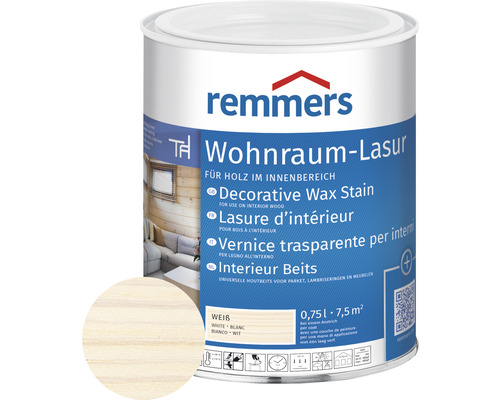 Lasure pour espace d'habitation Remmers blanc 750 ml Pot de lasure pour bois intérieur, blanc