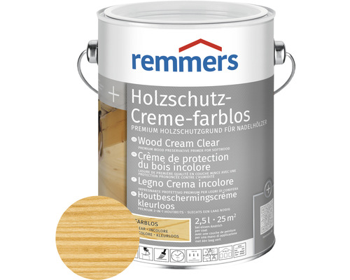Remmers Holzschutzcreme Farblos 2.5 l Remmers Holzschutz Creme farblos, 2,5 Liter Dose, Holzschutzgrund für Nadelhölzer