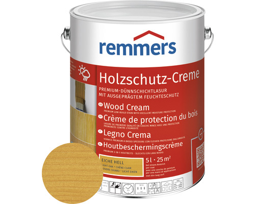 Crème de protection du bois Remmers chêne clair 5 l Remmers Crème de protection du bois Chêne clair dans un seau métallique