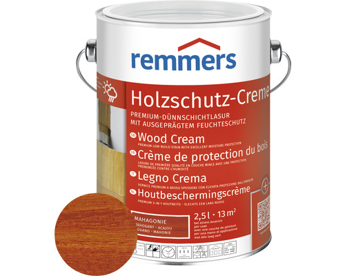 Crème de protection du bois Remmers acajou 2.5 l Boîte de crème de protection du bois acajou, 2,5 litres de Remmers