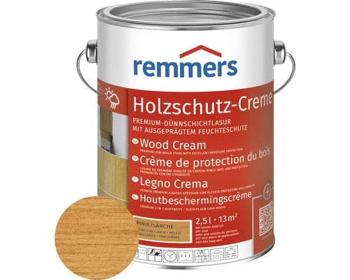 Crème de protection du bois Remmers pin mélèze 2.5 l Crème de protection du bois en pot, coloris pin/mélèze