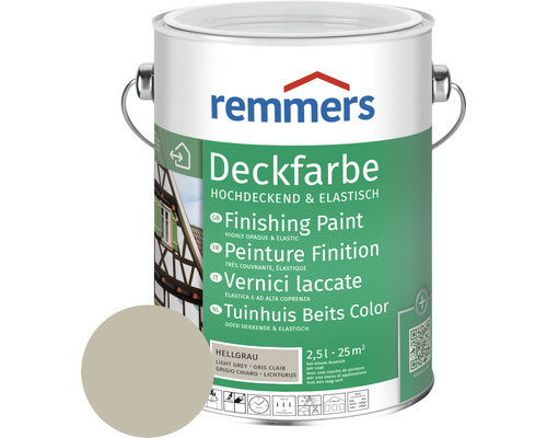 Peinture couvrante pour bois Remmers gris clair 2.5 l Remmers peinture couvrante, très couvrante et élastique, pot de 2,5 litres