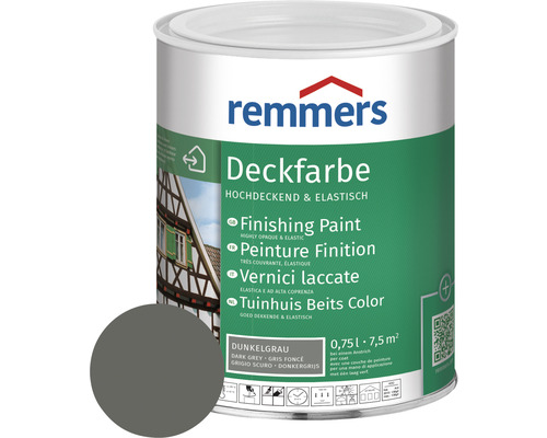 Peinture couvrante pour bois Remmers gris foncé 750 ml Remmers peinture de finition gris foncé en pot métallique