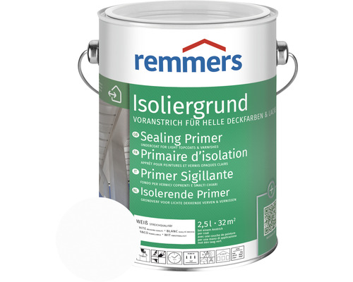 Peinture d'apprêt isolante Remmers blanc 2.5 l Remmers Apprêt d''isolation en pot de 2,5 litres pour peintures couvrantes et vernis clairs