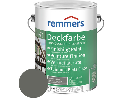 Peinture couvrante pour bois Remmers gris foncé 2.5 l Remmers Peinture Finition gris foncé, pot de 2,5 litres