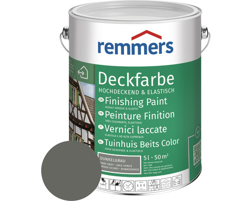 Peinture couvrante pour bois Remmers gris foncé 5 l Peinture de finition Remmers dans un pot, gris foncé
